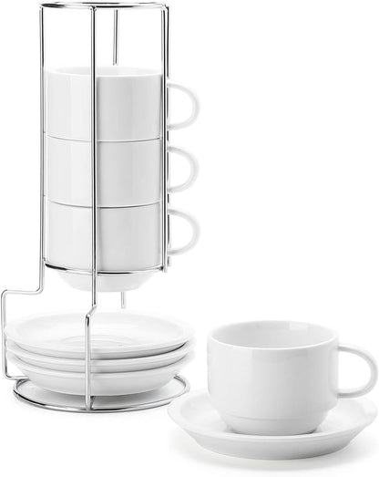 Sweese 8 Ounce Porcelain Stackable Cappuccino Cups by Sweese