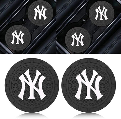 Silicone Yankees Car Cup Holder Coasters,Baseball Fans Car Coasters for NY Yankees Fans, Non-Slip Universal Fit Cup Holder Insert