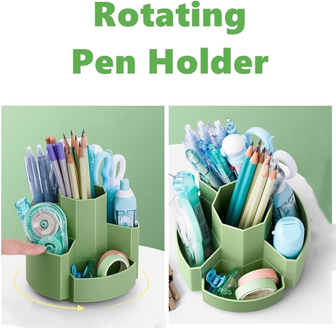 Pencil Pen Holder Desk Organizers Green Desktop Storage Stationery Supplies - Image 3