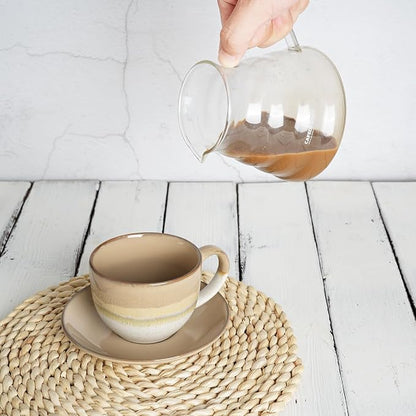 Bosmarlin Ceramic Cappuccino Cup and Saucer Set of 2, 10 Oz, Coffee Cups - Image 5
