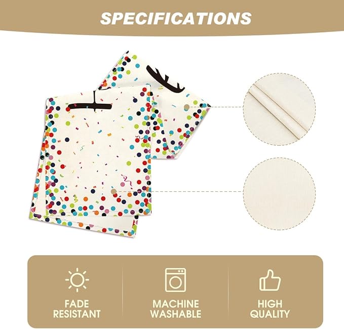 Artoid Mode Polka Dot Beige Happy Birthday Table Runner, Seasonal Kitchen - Image 5