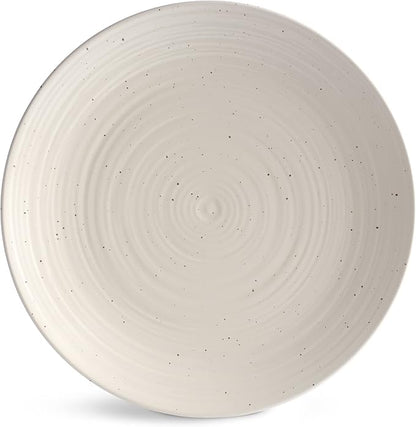 Sango Siterra Artist's Blend 16-Piece Stoneware Dinnerware Set for 4, Green, Cream & White Glossy Dishes with Speckles, Ceramic Plates and Bowls Sets for Everyday Dining, Microwave & Dishwasher Safe