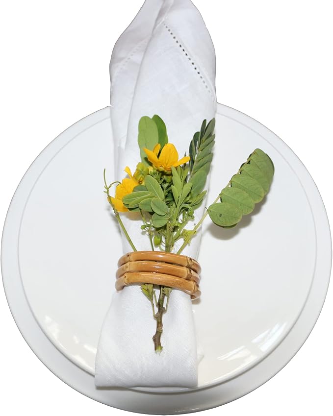 Bamboo Napkin Rings, Napkin Ring Set of 6, Handmade Natural Napkin Holder Ring - Image 5