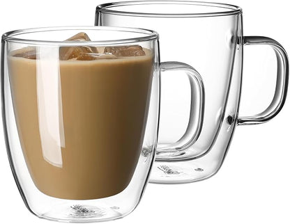 Sweese 12.5 oz Double Wall Glass Coffee Mugs Set of 2 by Sweese