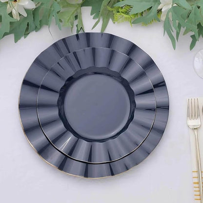 Efavormart 9" Salad Plates – Set of 10 Plastic Navy Blue Round Disposable Plates - Image 2