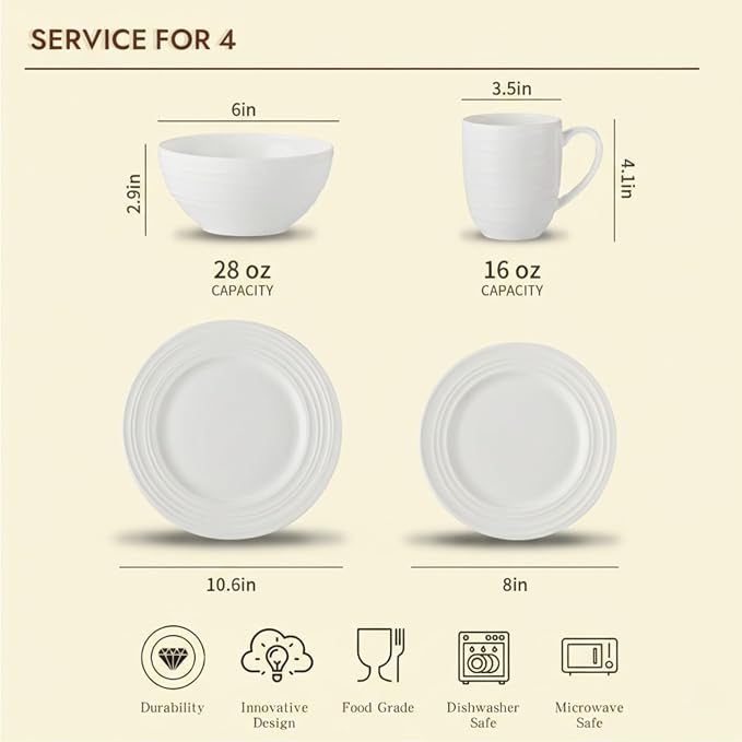 16 Piece Bone China Dinnerware Sets - Image 4