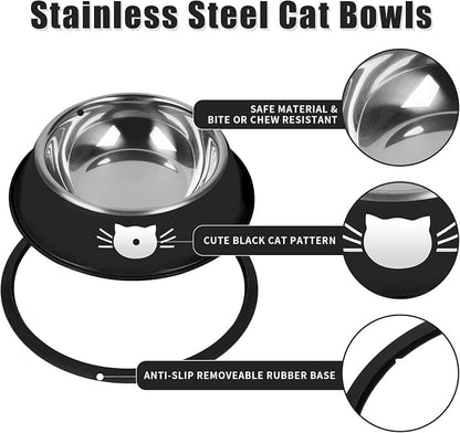 Serentive 2 Pcs Non-Slip Stainless Steel Small Cat Food Bowls - Image 3
