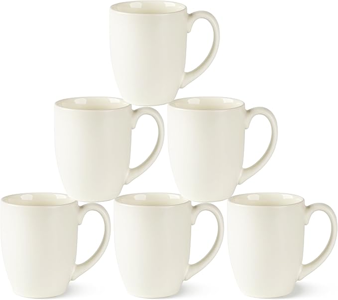 AmorArc 16 oz Coffee Mugs Set of 6, Large Ceramic Coffee Cups-Light Beige | by AmorArc
