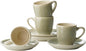 famiware 3oz Espresso Cups and Saucers, Sage Green | Ceramic Small Coffee Mug by Famiware