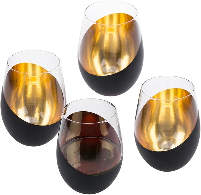 MyGift Black Wine Glasses Set of 4, Wedding Party Home Bar Birthday - Image 7