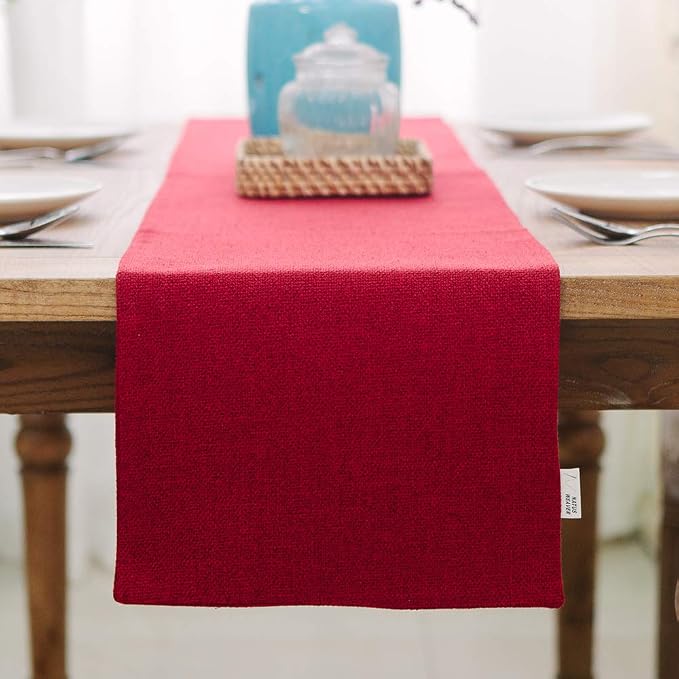 Soft Caddice Faux Linen 2 Side Table Runner, eco-Friendly Fabric Handcrafted by NATUS+WEAVER