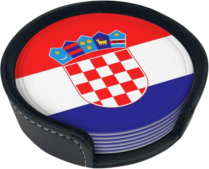 6 Pack Croatian Flag Leather Coaster - Image 2