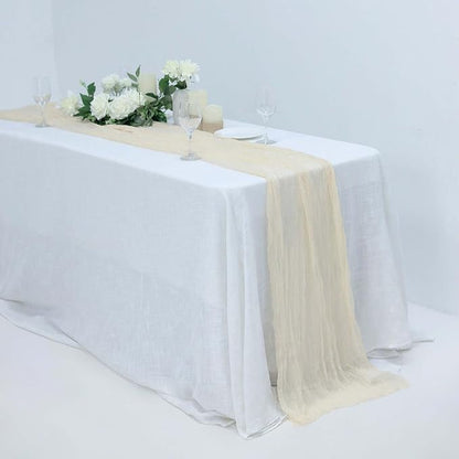 Efavormart 10ft Cream Gauze Table Runner by efavormart