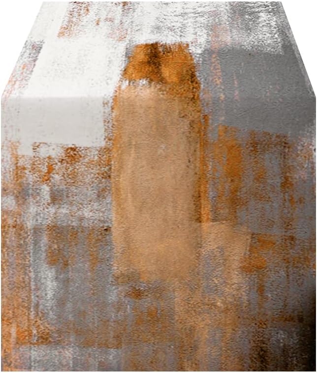 OYIMUA Orange and White Abstract Modern Table Runner, Art Rustic Kitchen Dining by OYIMUA
