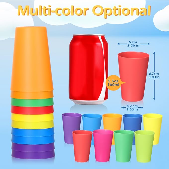 Yahenda 100 Pack 5.5 oz Kids Plastic Cups Reusable Toddler Cups - Image 2