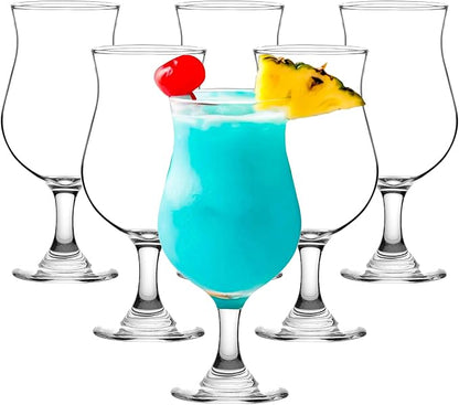 Hurricane Glasses Set of 6-13 Oz Milkshake Tall Cocktail Glasses by binsakao