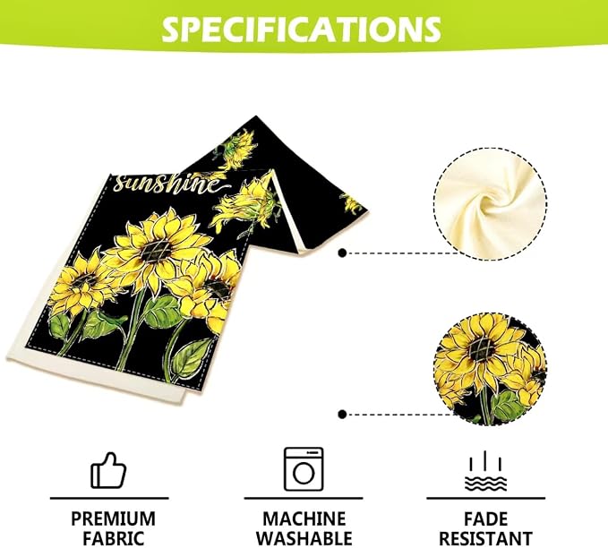 Summer Sunflower Hello Sunshine Table Runner Farmhouse Burlap Table Runners - Image 4