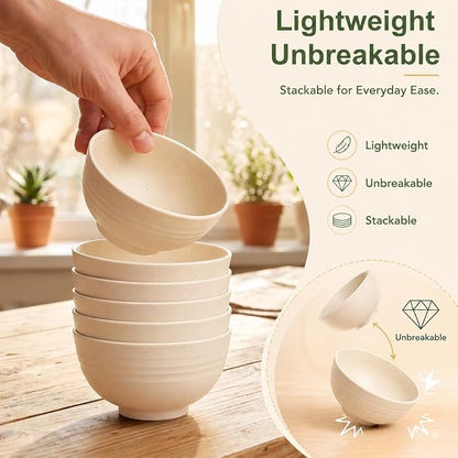 PYRMONT Wheat Straw Bowls Set of 8 Unbreakable Small Bowls 10 OZ Alternative - Image 5