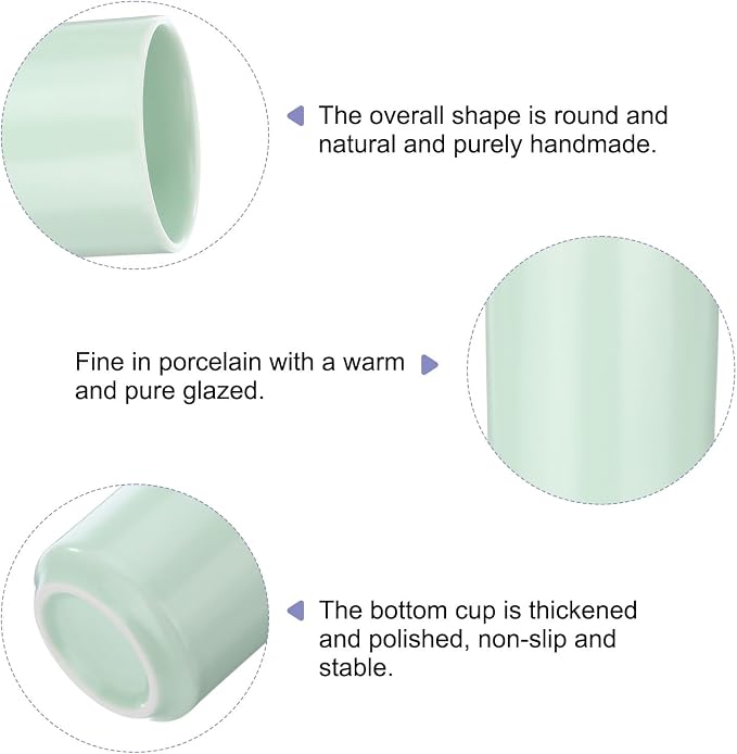 HARFINGTON Japanese Ceramic Tea Cups 8oz / 240ml Simple Solid Color No Handle - Image 4