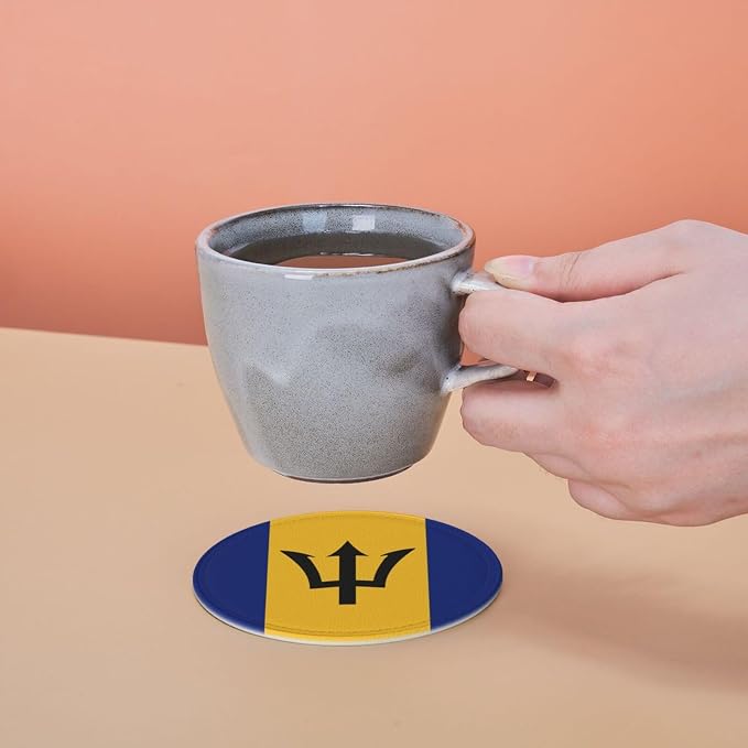 6 Pack Barbados Flag Leather Coaster - Image 7