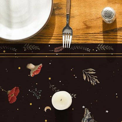 Artoid Mode Poppy Moth Mushroom Moon Fall Table Runner, Seasonal Autumn Kitchen - Image 7