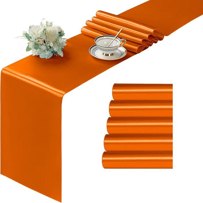 Manyshofu Orange Satin Table Runner 12x72 by Manyshofu