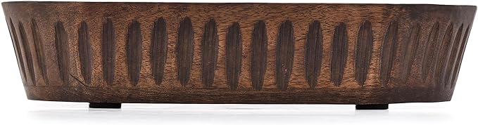 Mango Wood Decorative Bowls for Home Décor, Decorative Long Wooden Bowl for - Image 3