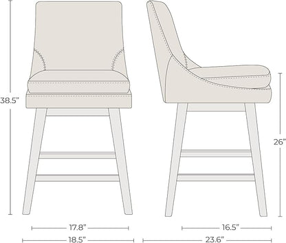 CHITA Counter Height Swivel Barstool, FSC Certified Upholstered Bar Stool, 26.8" H Seat Height, Fabric in Ivory