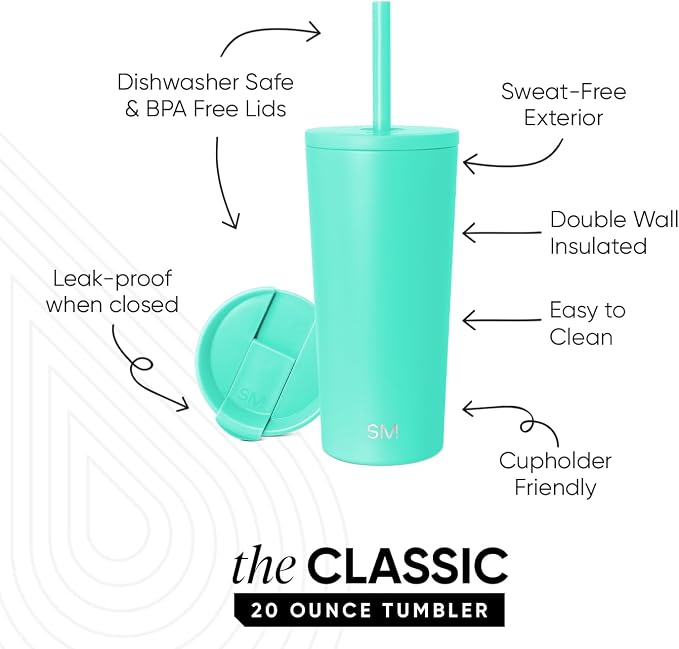 Simple Modern Iced Coffee Tumbler, Insulated | 20oz | Blue | Reusable Stainless - Image 2