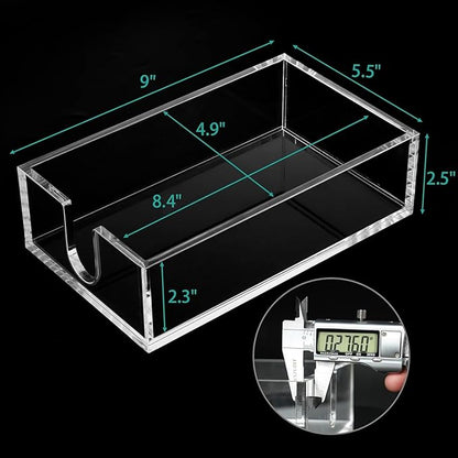 Rubtlamp 1Pcs Clear Napkin Holder Bathroom - 0.27Inch Thickness Bathroom Acrylic Guest Towel Holder - Acrylic Hand Towel Tray for Kitchen, Parties, Weddings, Party, Hotel (Clear, 9”X5.5”X2.5”)