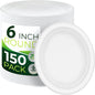 150PCS 100% Small Dessert Plates Disposable, 6 inch Paper Plates, Compostable Appetize Plates, Cake Plates, Biodegradable Made of Sugarcane Fiber