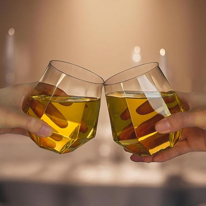 Goodluck 40 PCS 12oz Diamond Stemless Clear Plastic Wine Whiskey Glasses | - Image 5