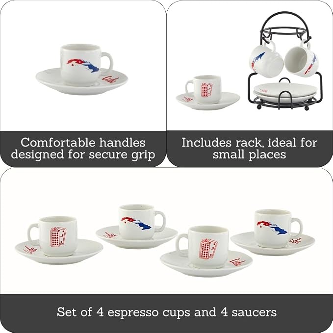 IMUSA 8 Piece Stoneware 1.5 Oz Cuba Espresso Coffee Set - Image 2