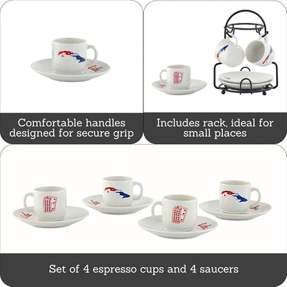 IMUSA 8 Piece Stoneware 1.5 Oz Cuba Espresso Coffee Set - Image 2