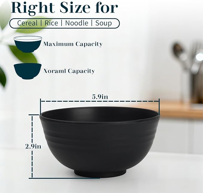 Cereal Bowls 26 OZ, Unbreakable Wheat Straw Bowl 8 PCS, Reusable Plastic Bowl - Image 2