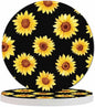 Sunflowers Cup Coasters Set of 2 Chamomile Cornflowers On Black Beautiful Watercolor Floral Wooden Table Apartment Decor 100% Diatomite for Drinking Glasses,4 Inches