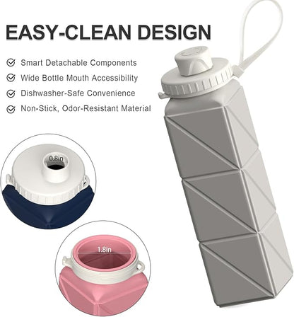 BEAUTAIL Collapsible Water Bottles 21oz/610mL, Silicone Travel Water Bottle | - Image 5
