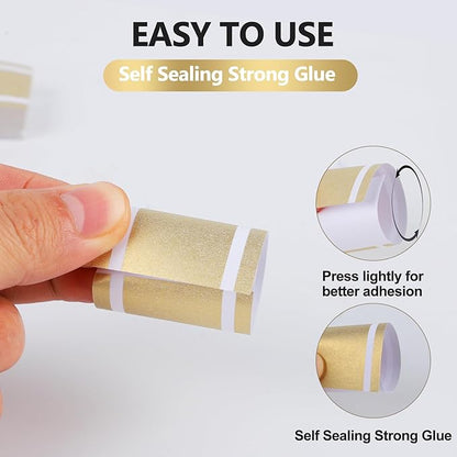 Germiwipe Gold Napkin Band,Paper Napkin Rings Self Adhesive,200PCS Silverware Wraps Bands,Table Setting Wedding Event Party Supply NB-015