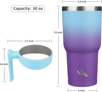 Konokyo 30 oz Tumbler with Handle and Straw, Insulated Travel Mug | Ocean - Image 4