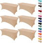 6Pack 8FT Table Cloth for Rectangular Fitted Events Stretch Champagne Table Covers Washable Spandex Tablecloth Protector for Party, Wedding, Cocktail, Banquet, Festival