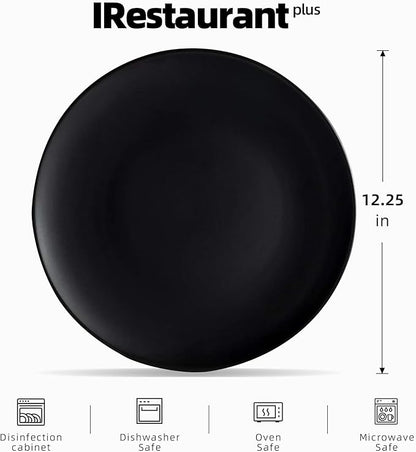 Stoneware Coupe Commercial Grade Dinnerware, Matte Black Plate 12.25", Case of 12