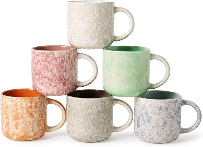 MONITO 12oz Coffee Mugs Set of 6, Modern Ceramic Mugs by MONITO