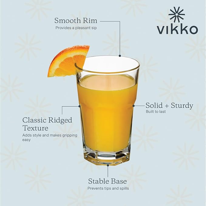 Vikko Drinking Glasses, 9 Ounce Glass Cups, Durable Glasses Drinking Set of 12 - Image 3
