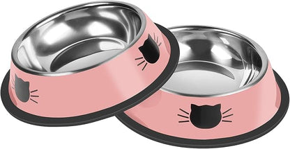 Serentive 2 Pcs Non-Slip Stainless Steel Small Cat Food Bowls by Serentive