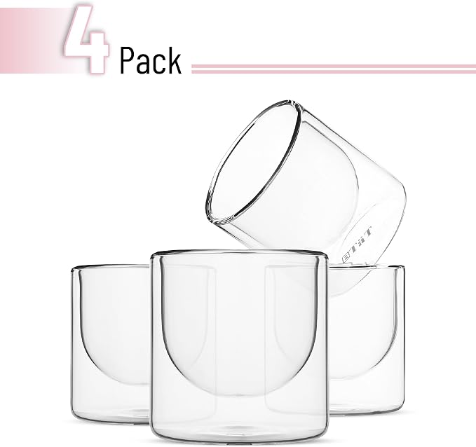 BTaT- Double Walled Drinking Glass, 4 Pack, 5 oz, Insulated Glass - Image 2
