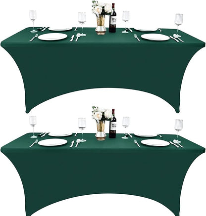 2-Pack 6ft Spandex Table Covers for Rectangle Standard Folding Tables - Wrinkle Resistant Stretch Tablecloths - Ultimate Fitted Table Protector for Parties, Trade Shows, Banquet