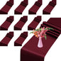 10 Pack Satin Table Runner Burgundy 12x108In Long, Bright Silk Table Runner | by HTONTB
