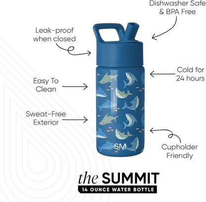 Simple Modern Kids Water Bottle & Toddler Cup | 14oz | Shark | Insulated - Image 2