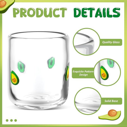 SiliFine 2 Pcs Avocado Icon Juice Glasses - 14oz Avocado Stemless Wine Drinking - Image 4