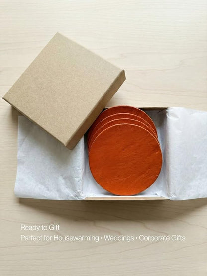 Real Natural Grain Leather Coasters – Durable Non-Slip Distressed Design - Image 6